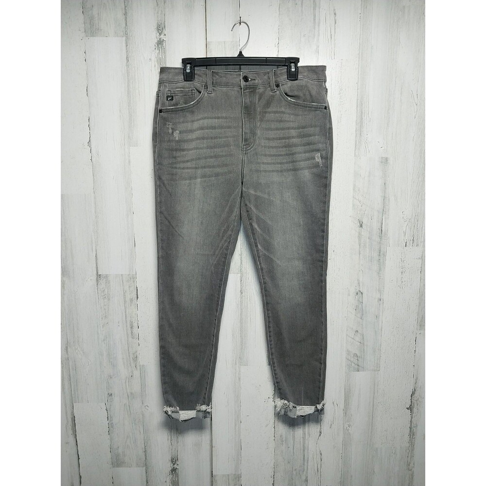Kancan Gray High Rise Ripped Hem Skinny Jean Size 30